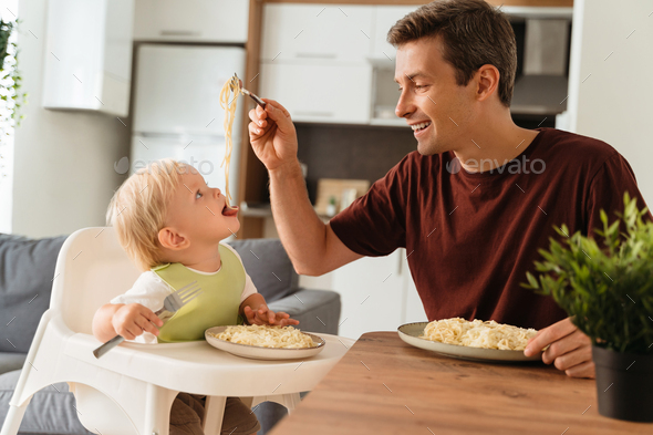 Feeding baby hot sale spaghetti